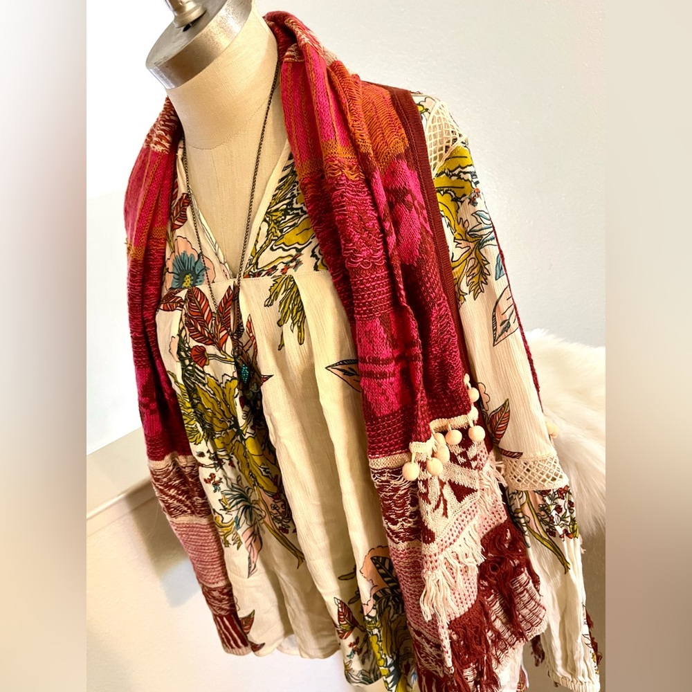 NWT M L MOTH Tassels Pom Pom Cardigan from Anthropologie - Picture 2 of 16